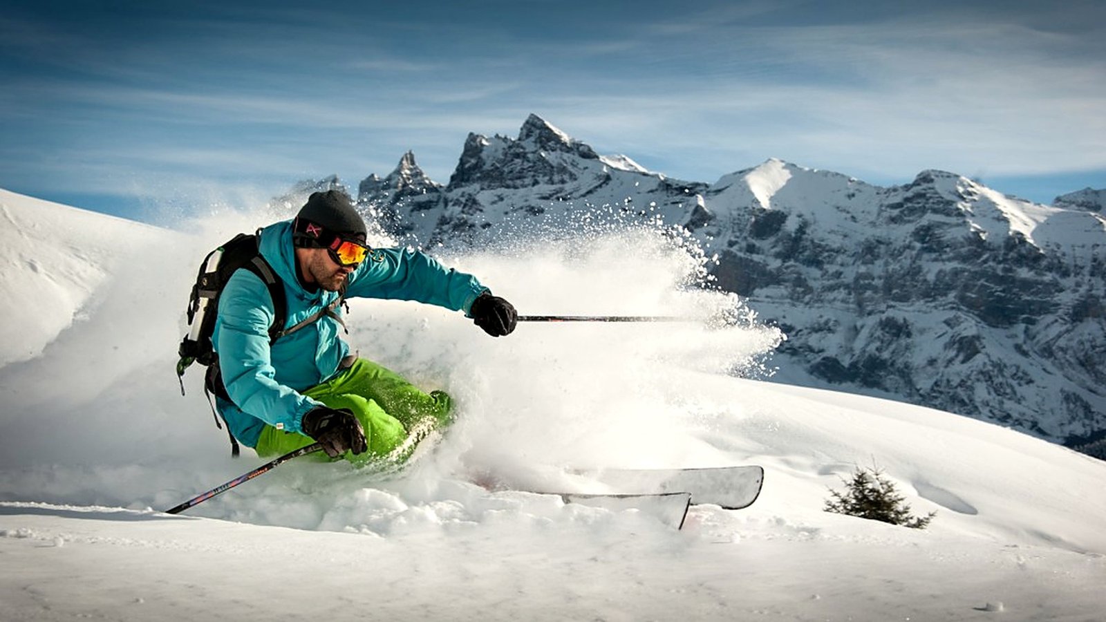 Mark skiing powder